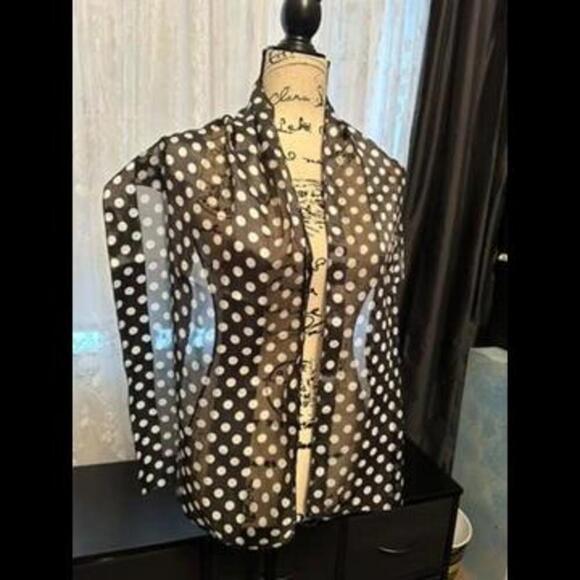 Accessories - Classic Black and White Polka Dot Scarf - Chic and Timeless Accessory